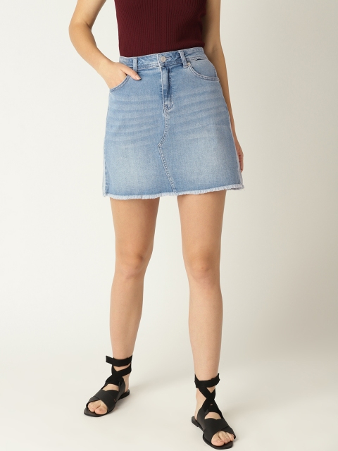 

ESPRIT Women Blue Washed Denim Straight Skirt