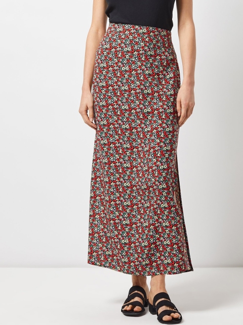 

DOROTHY PERKINS Women Red & Green Printed Maxi Straight Skirt