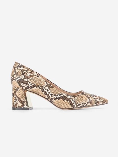 

DOROTHY PERKINS Women Brown & Beige Snakeskin Pattern Pumps