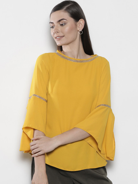 

DOROTHY PERKINS Women Mustard Yellow Solid Top