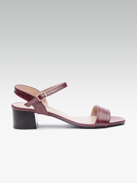 

DOROTHY PERKINS Women Maroon Croc-Textured Heels