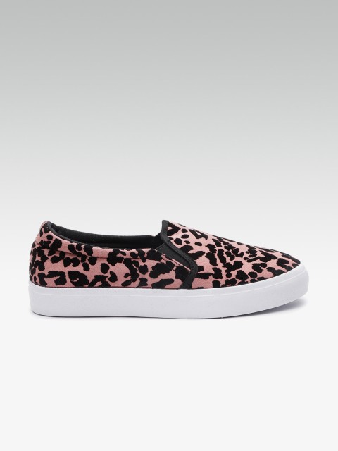 

DOROTHY PERKINS Women Pink & Black Animal Print Slip-On Sneakers