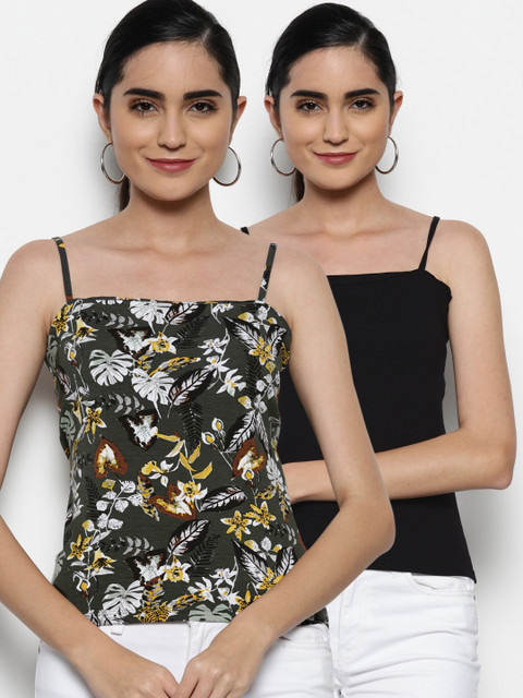 

DOROTHY PERKINS Women Pack of 2 Tops, Olive