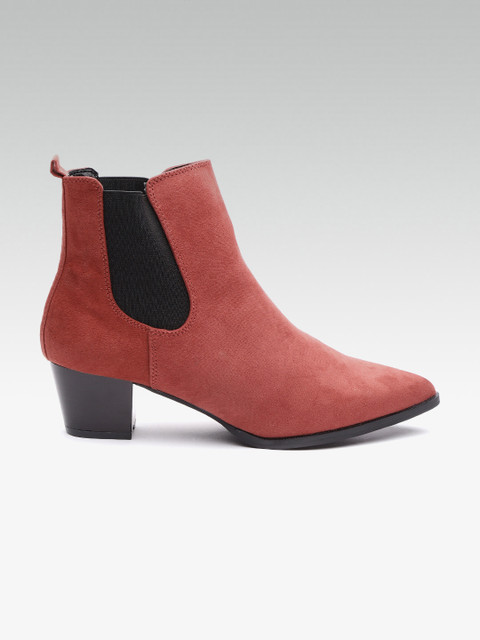 

DOROTHY PERKINS Women Brick Red Mid-Top Heeled Boots