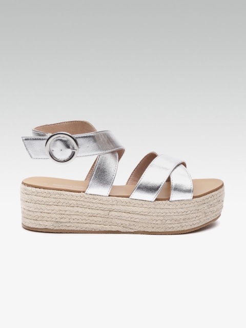 

DOROTHY PERKINS Women Silver-Toned Solid Flatforms