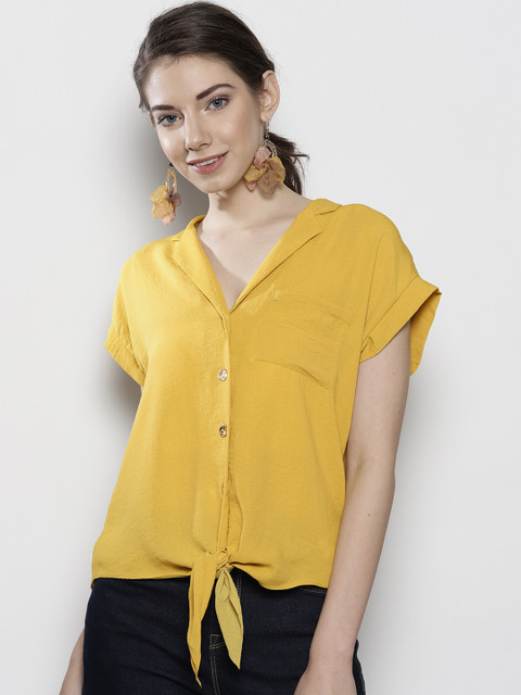 

DOROTHY PERKINS Women Mustard Yellow Regular Fit Solid Casual Shirt