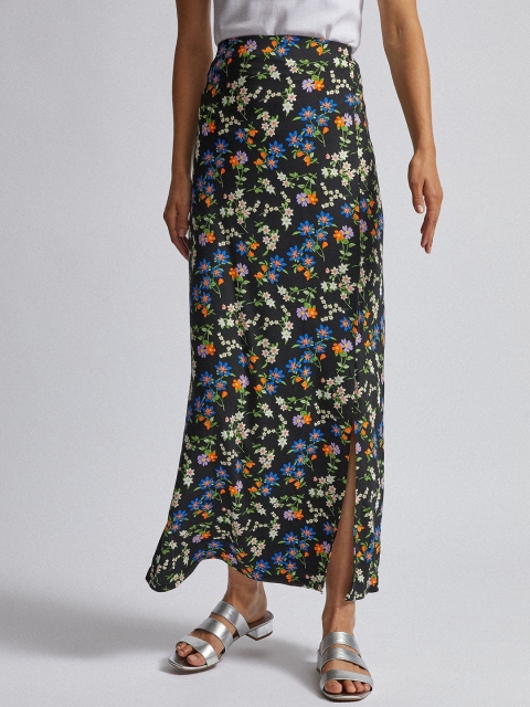 

DOROTHY PERKINS Women Black & Green Printed Maxi Straight Skirt