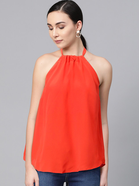 

DOROTHY PERKINS Women Red Solid Halter Top