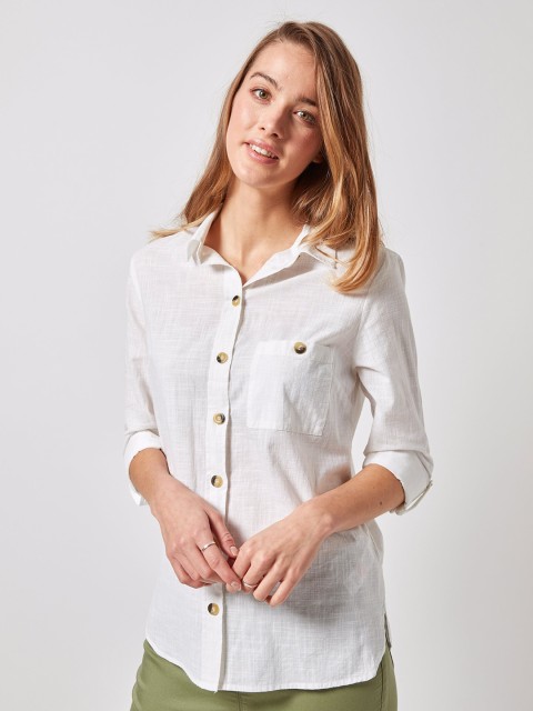 

DOROTHY PERKINS Women Off-White Regular Fit Solid Casual Shirt