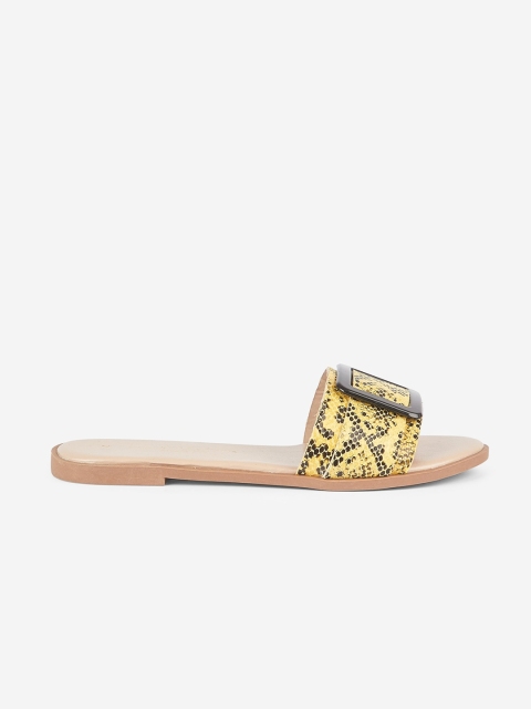 

DOROTHY PERKINS Women Yellow & Black Textured Open Toe Flats