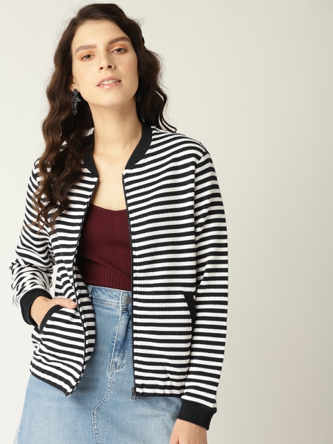 

ESPRIT Women Navy Blue & White Striped Bomber Jacket
