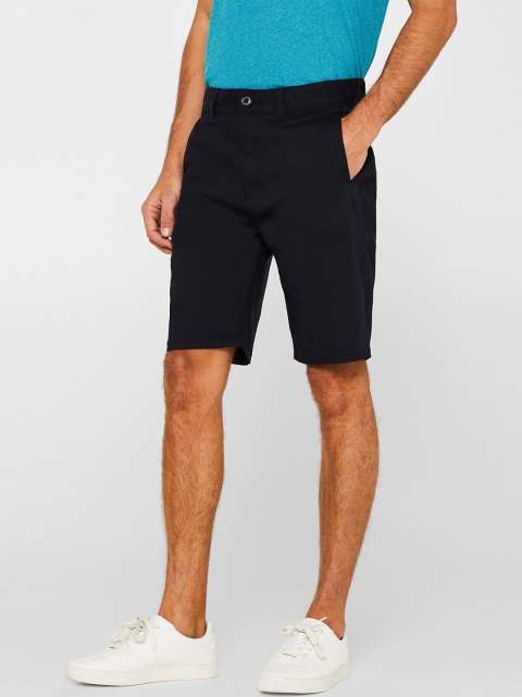 

ESPRIT Men Navy Blue Solid Slim Fit Chino Shorts