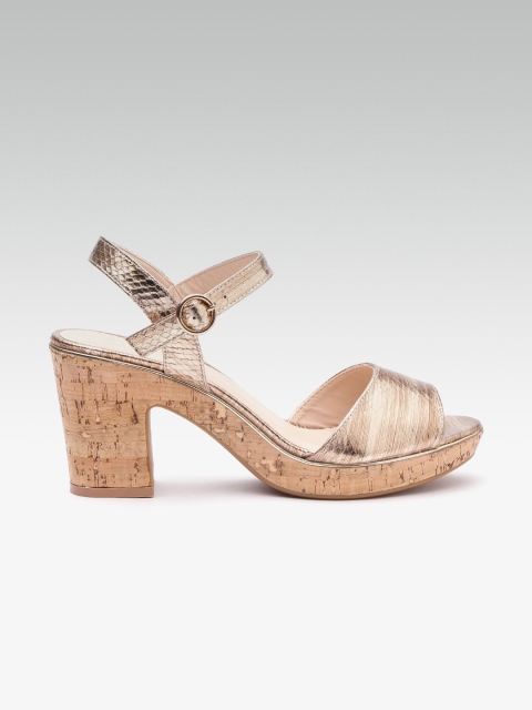 

DOROTHY PERKINS Women Gold-Toned Textured Platforms