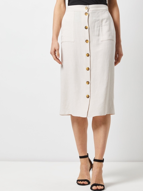 

DOROTHY PERKINS Women Off-White Solid Straight Skirt