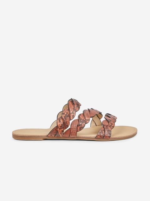 

DOROTHY PERKINS Women Brown Textured Open Toe Flats