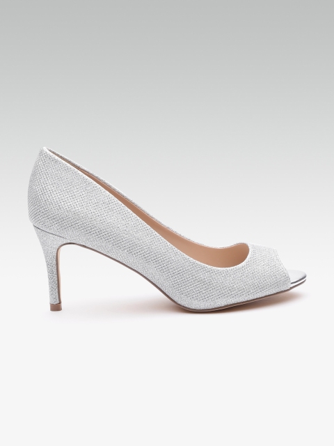 

DOROTHY PERKINS Women Silver-Toned Solid Peep Toes