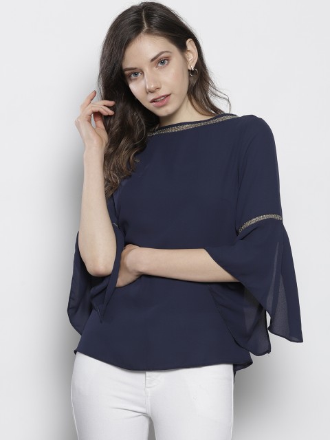 

DOROTHY PERKINS Women Navy Blue Solid Top