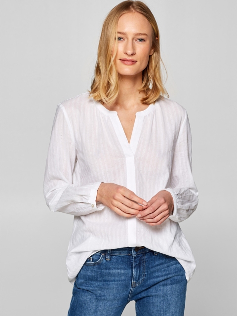 

ESPRIT Women White Self Design Top