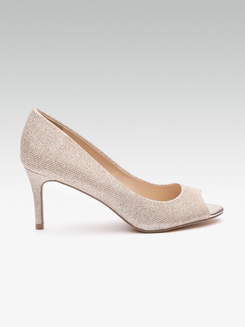 

DOROTHY PERKINS Women Gold-Toned Solid Peep Toes
