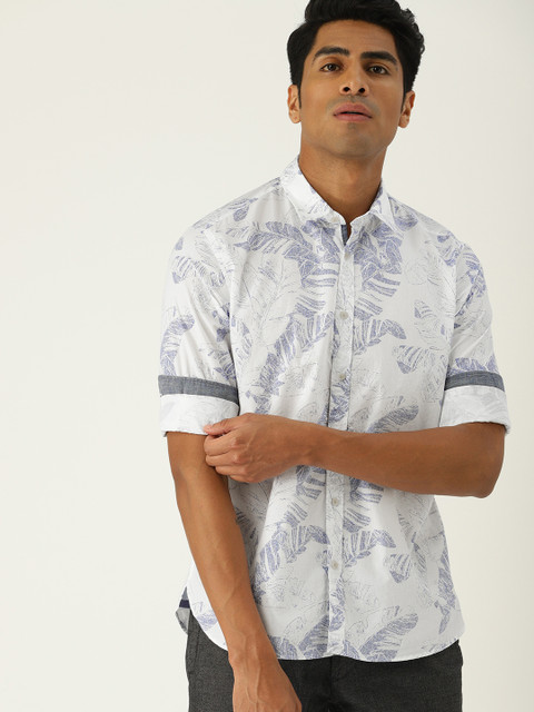 

ESPRIT Men White & Blue Slim Fit Printed Casual Shirt