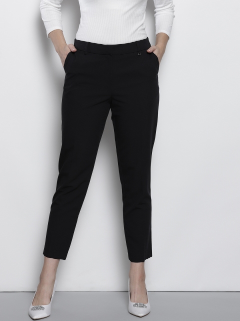 

DOROTHY PERKINS Women Black Slim Fit Solid Cropped Regular Trousers