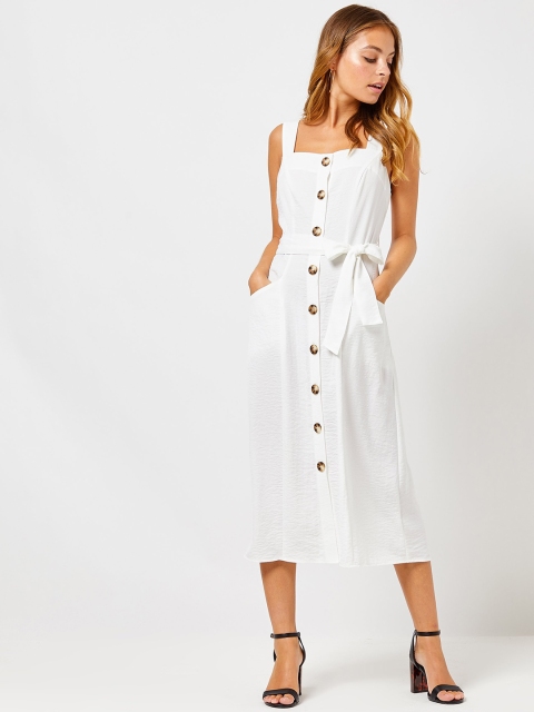 

DOROTHY PERKINS Women Petite White Solid A-Line Dress