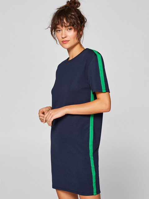 

ESPRIT Women Navy Blue Solid T-shirt Dress