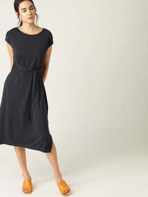 

ESPRIT Women Navy Blue Solid A-Line Dress