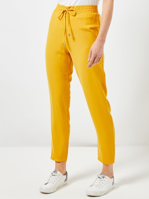

DOROTHY PERKINS Women Mustard Yellow Regular Fit Solid Trousers