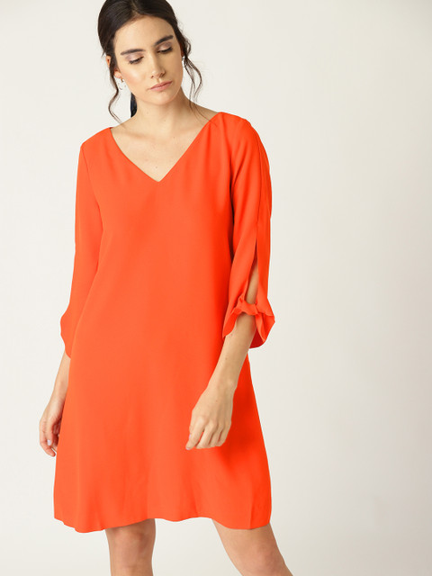 

ESPRIT Women Orange Solid Shift Dress