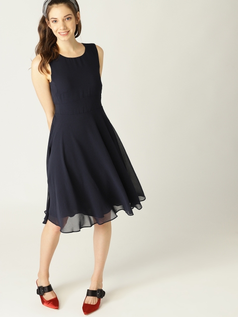 

ESPRIT Women Navy Blue Solid Fit and Flare Dress
