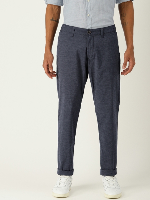 

ESPRIT Men Blue Coupe Tapered Fit Solid Cigarette Trousers