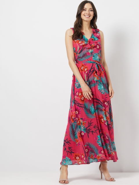 

DOROTHY PERKINS Women Pink & Green Printed Maxi Dress