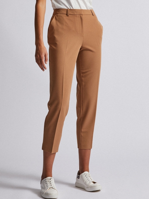 

DOROTHY PERKINS Women Brown Regular Fit Solid Cropped Trousers