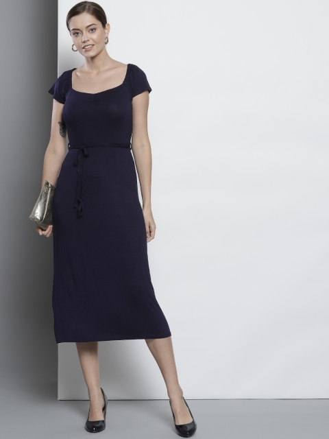 

DOROTHY PERKINS Women Navy Blue Solid A-Line Dress
