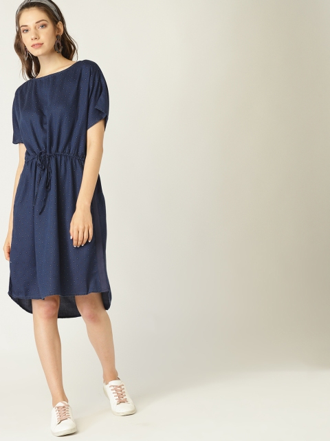 

ESPRIT Women Navy Blue Chambray Printed A-Line Dress