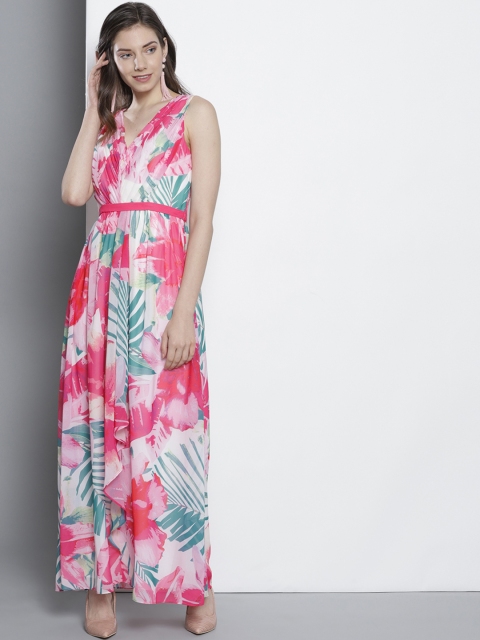 

DOROTHY PERKINS Women Pink & White Tropical Printed Maxi Dress