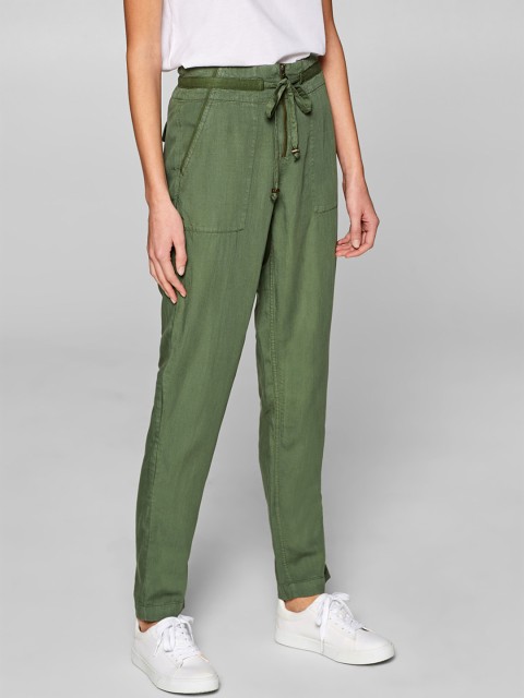 

ESPRIT Women Olive Green Regular Fit Solid Regular Trousers