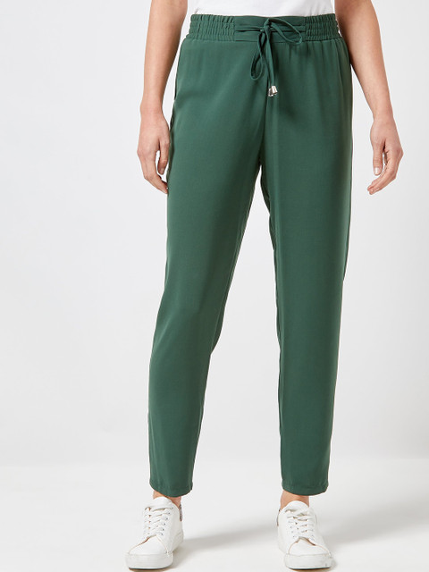 

DOROTHY PERKINS Women Green Solid Regular Trousers