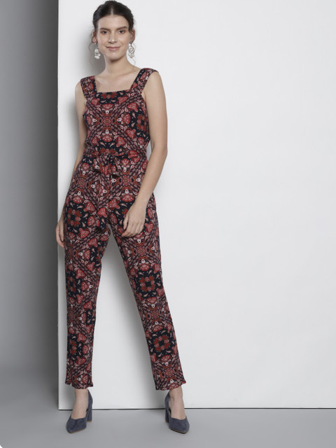 

DOROTHY PERKINS Women Navy Blue & Red Printed Basic Jumpsuit