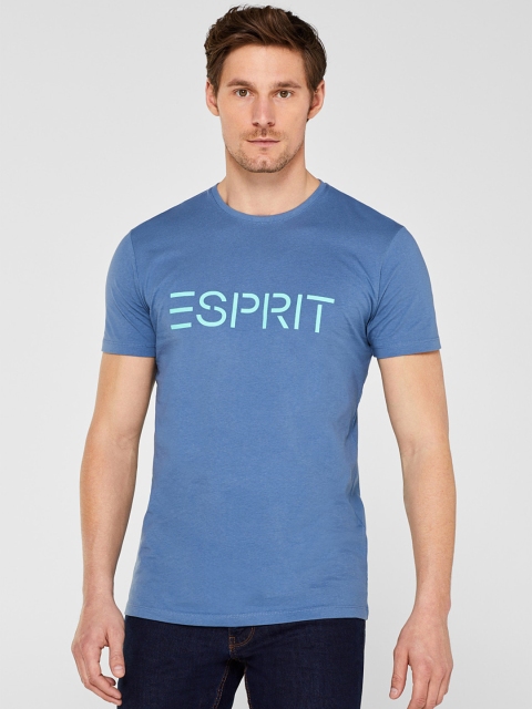 

ESPRIT Men Blue & Green Printed Round Neck T-shirt