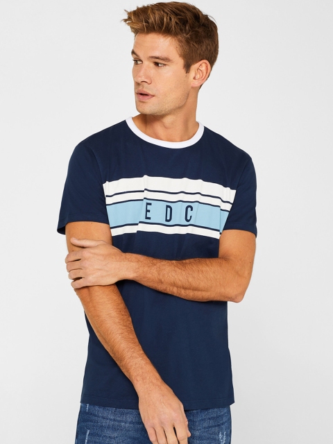 

ESPRIT Men Navy Blue Printed Round Neck T-shirt