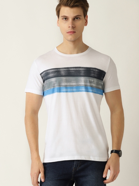 

ESPRIT Men White Striped Detail Round Neck T-shirt