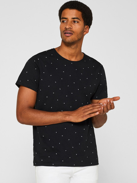 

ESPRIT Men Black Printed Round Neck T-shirt