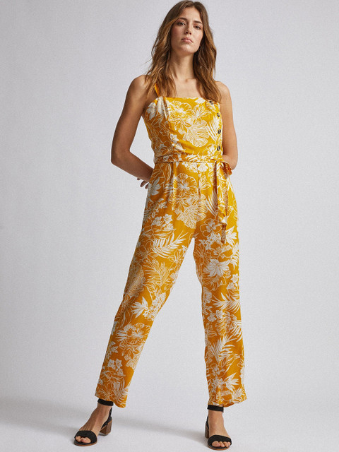 

DOROTHY PERKINS Women Mustard Yellow & White Printed Basic Jumpsuit