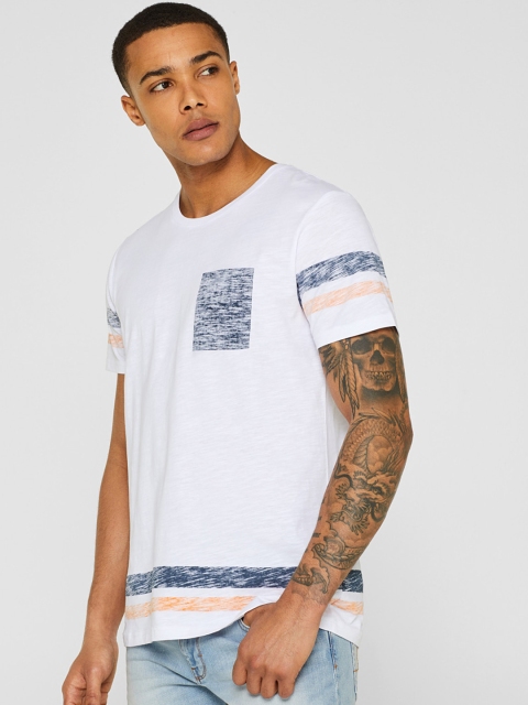 

ESPRIT Men White Solid Round Neck T-shirt