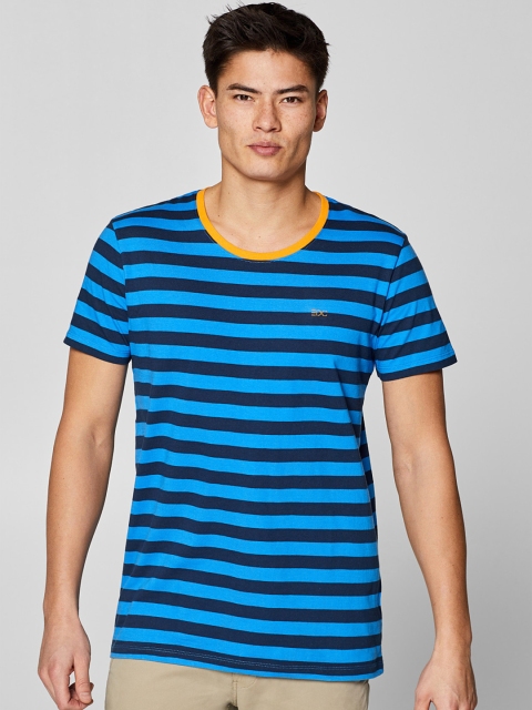 

ESPRIT Men Blue Striped Round Neck T-shirt
