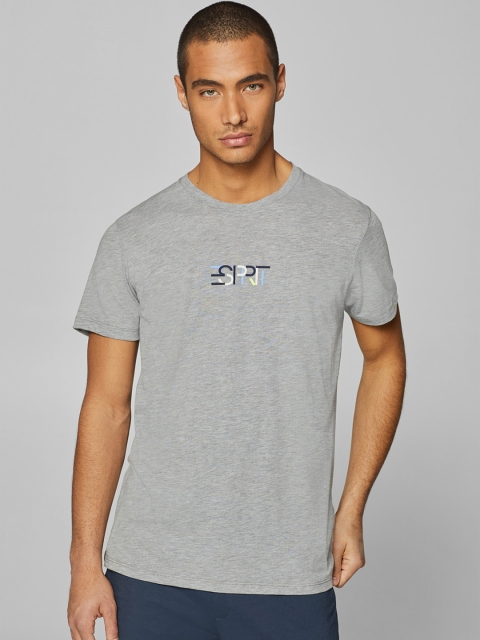 

ESPRIT Men Grey Melange Solid Round Neck T-shirt