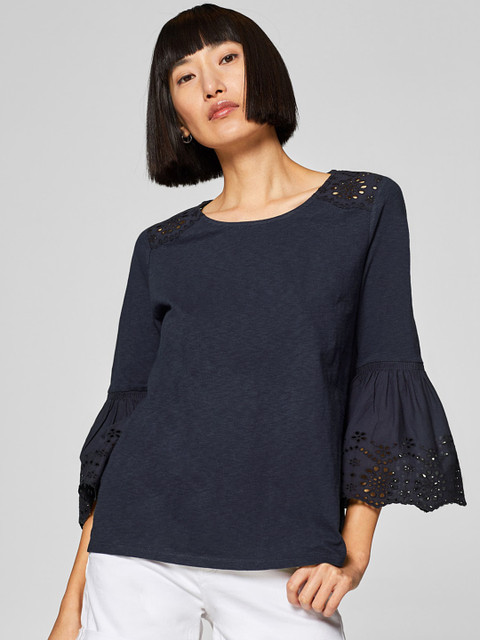 

ESPRIT Women Navy Blue Solid Top
