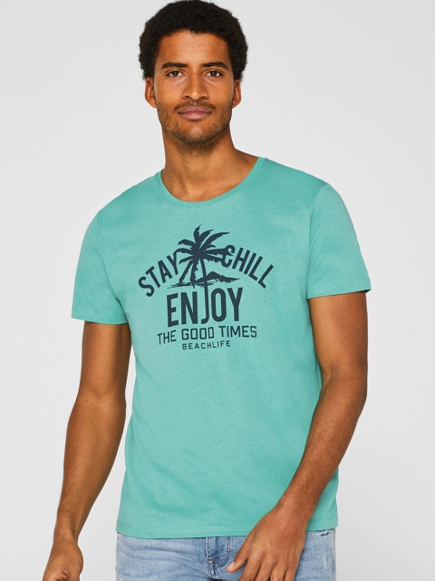 

ESPRIT Men Green Printed Round Neck T-shirt
